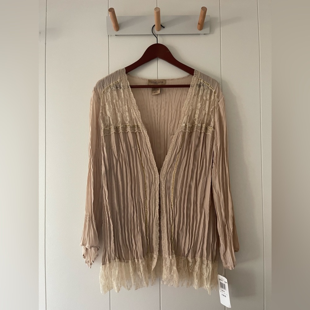 Notations Woman Detailed Beige Lace Blouse
